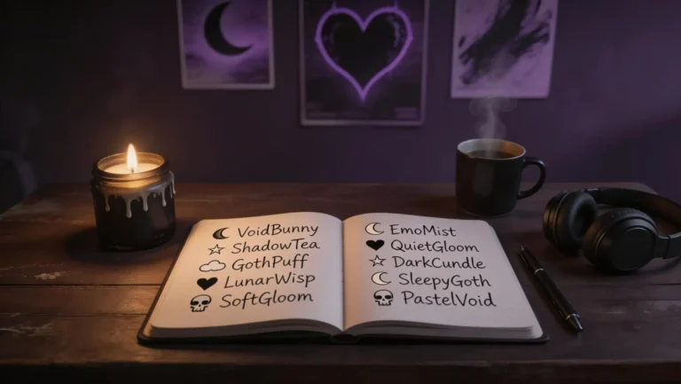 Notebook with emo usernames and candle