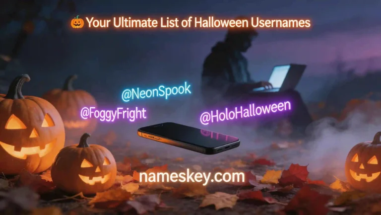 Halloween usernames with pumpkins and laptop