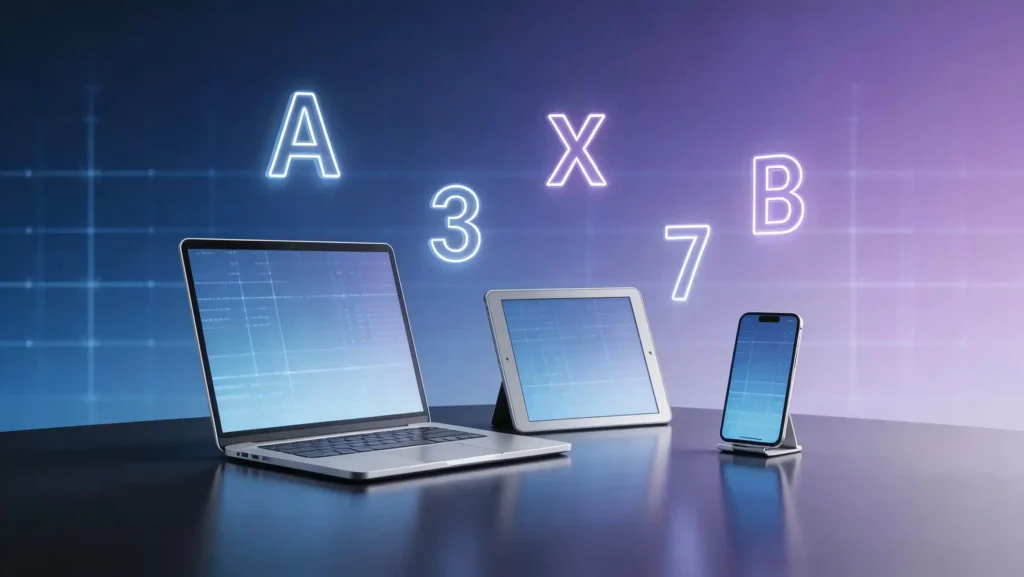 Devices displaying letters and numbers