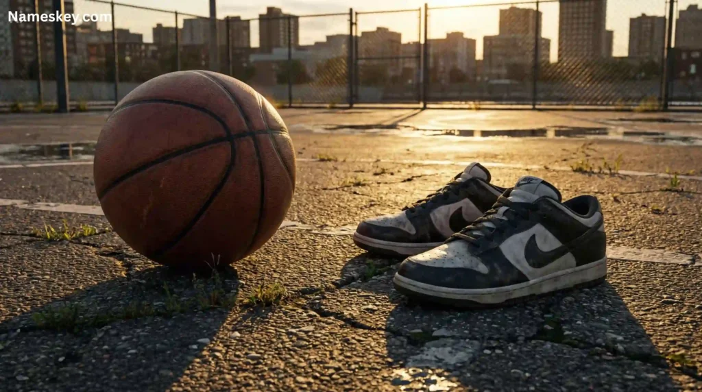 basketball with shoes giving a street vibe for basketballers