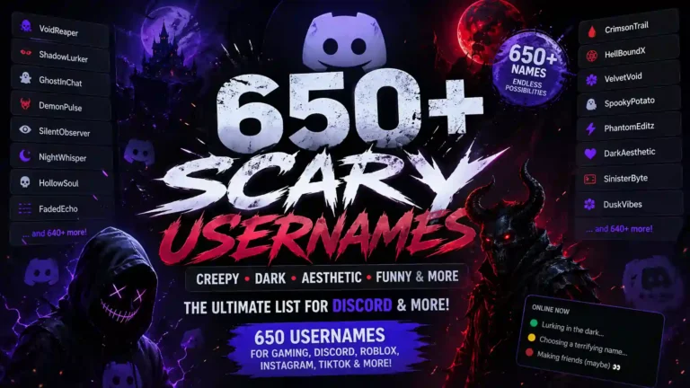 650+ scary usernames for games and social media