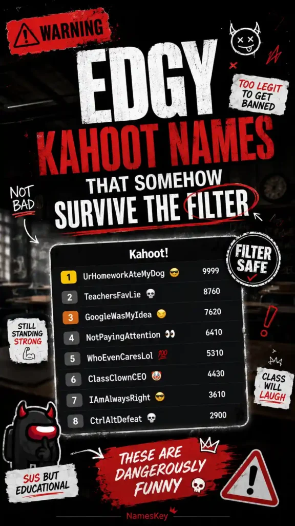 edgy kahoot names that somehow survive the filter