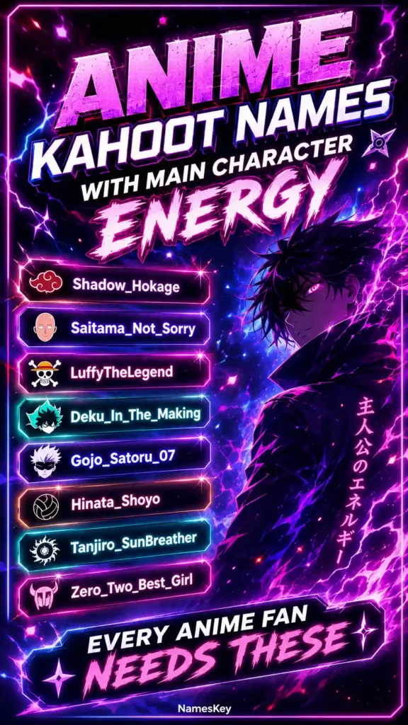 anime kahoot usernames with main character energy
