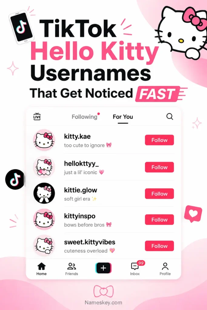 Tiktok hello kitty usernames that get noticed fast