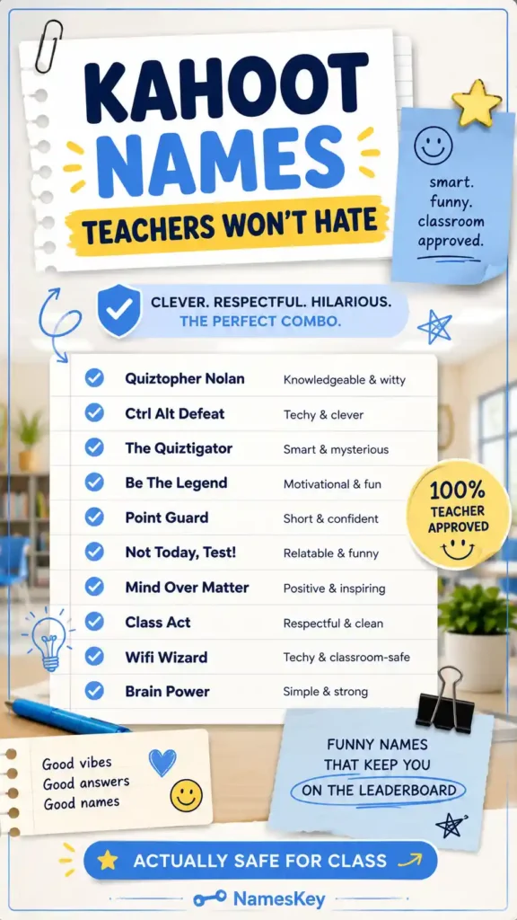 kahoot names teacher wont hate