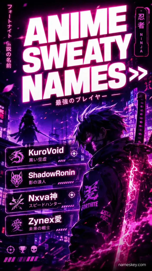 anime inspired sweaty fortnite names