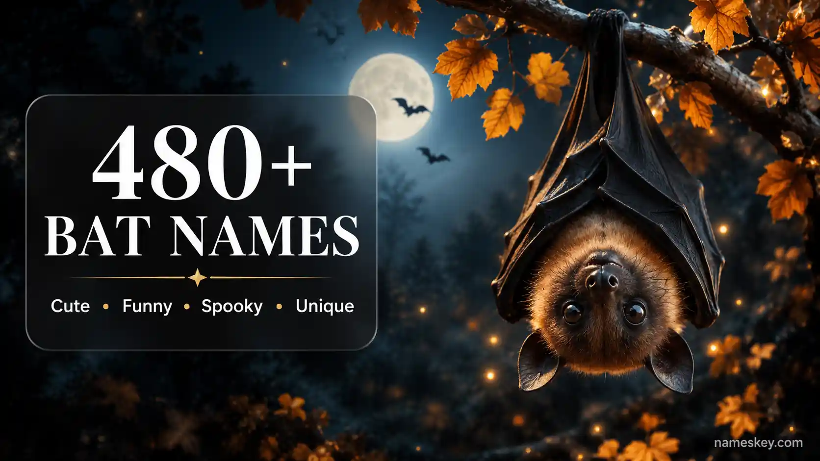 Discover the ultimate collection of 700+ bat names including cute, funny, spooky, cool, mythical, Halloween, vampire, baby, male, female, and unique ideas for every kind of bat.