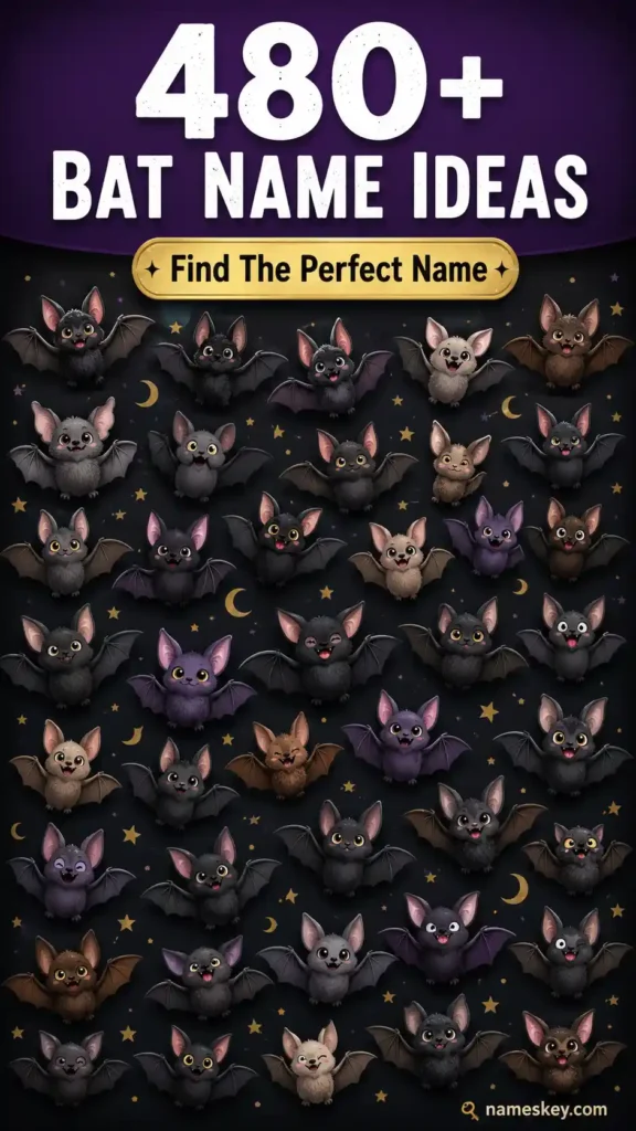 Explore over 700 cute bat names for baby bats, plushies, pets, Halloween decorations, and more. Browse funny, unique, sweet, spooky, and creative name ideas in one easy guide.