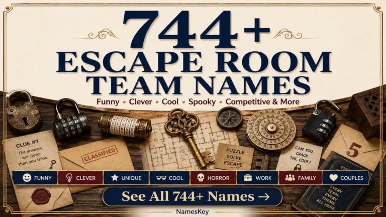 744+ escape room team names