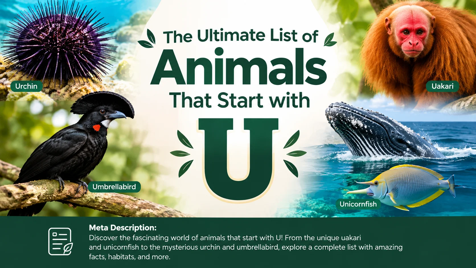 Discover the ultimate list of animals that start with U, including unique species, fascinating facts, habitats, and examples from around the world.